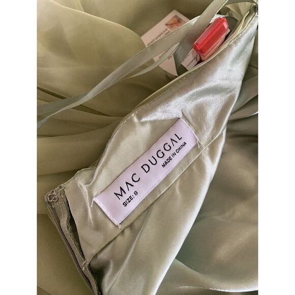 Mac Duggal Sz 8 Lace Up Chiffon Ruffle Tiered Goddess Gown Maxi Dress NWT $598 - Picture 5 of 15